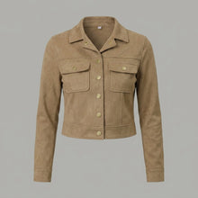 Load image into Gallery viewer, Women's Cropped Tan Suede Jacket
