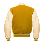 Varsity Letterman Yellow Wool and Leather Sleeves Jacket Leather Outlet