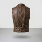 Men’s Motorcycle Leather Vest – Classic Biker Riding Vest