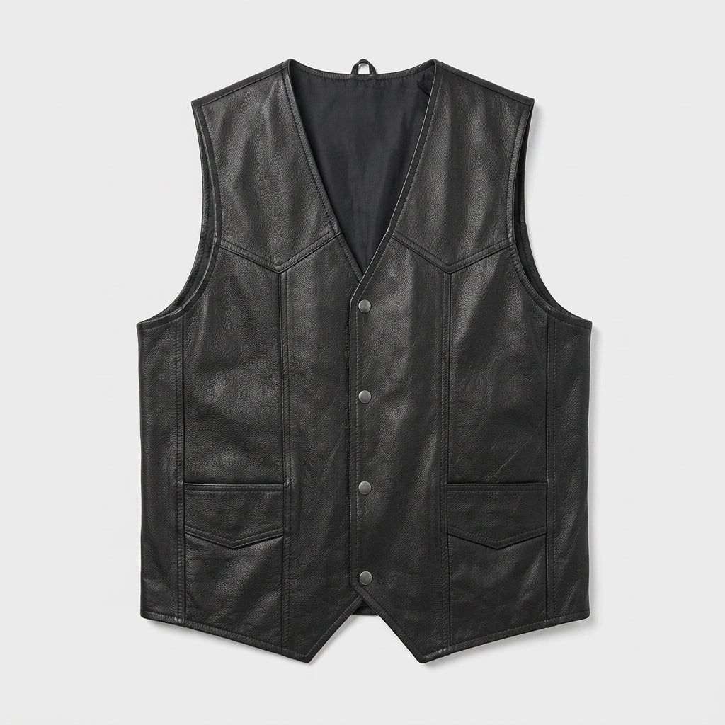 Men’s California Style Motorcycle Leather Vest – Biker Riding Vest