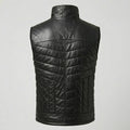 Men’s Black Quilted Leather Puffer Vest – Insulated Biker Vest