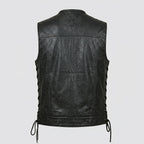 Men’s Black Sheepskin Leather Biker Vest – Premium Motorcycle Vest