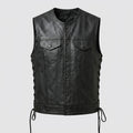 Men’s Black Sheepskin Leather Biker Vest – Premium Motorcycle Vest