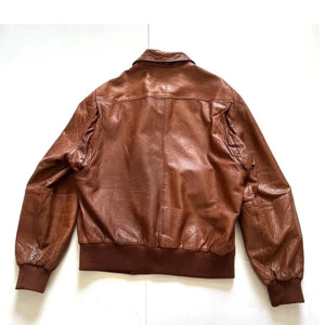 Vintage Mens Brown Leather Bomber Jacket Leather Outlet
