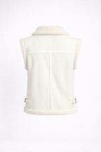 Women's White Teddy Shearling Vest
