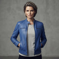 Women's Blue Leather Jacket