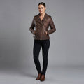 Women's  Brown distressed Leather Jacket
