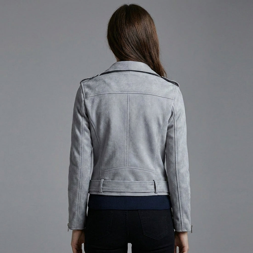 Women's Cropped Suede Moto Jacket