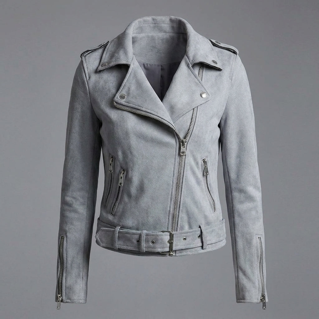 Women's Cropped Suede Moto Jacket