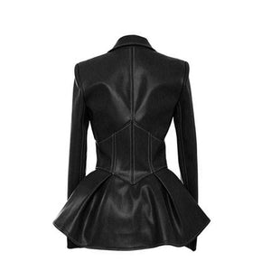 Women Black Frock Leather Jacket