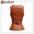 Damen-Weste aus braunem Leder