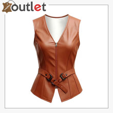 Load image into Gallery viewer, Women Brown Leather Vest
