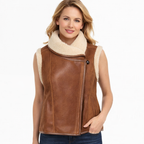 Women's Brown Shearling Leather Vest