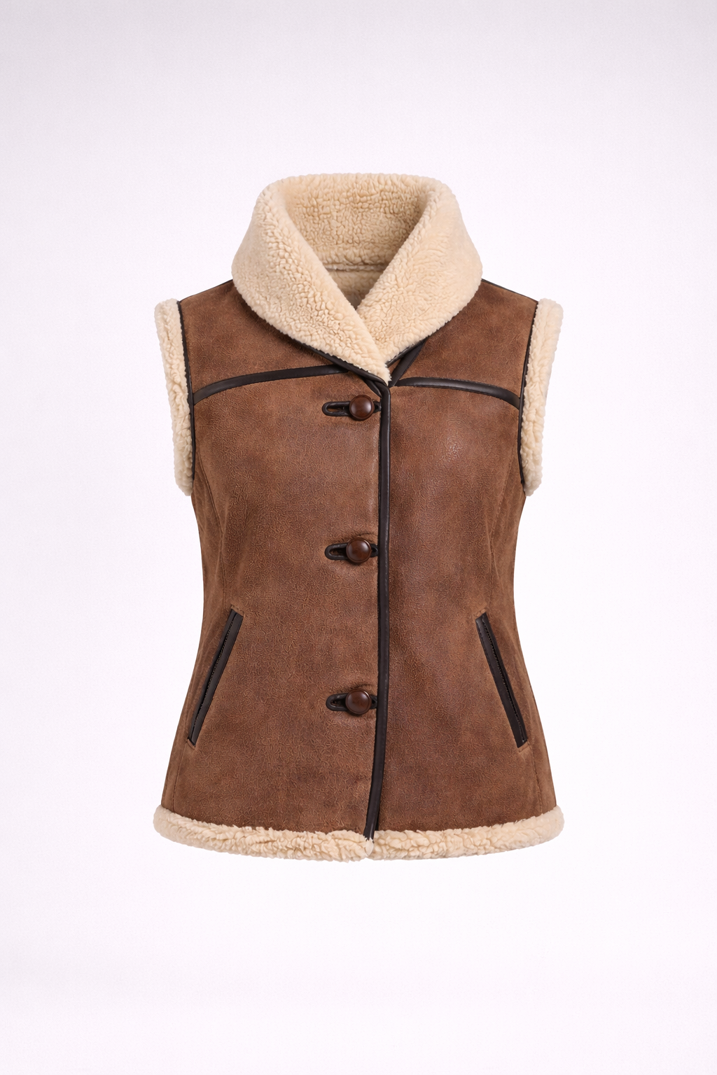Women's Brown Shearling Leather Vest