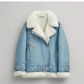 Women Light Blue B3 RAF Aviator Leather Jacket Leather Outlet