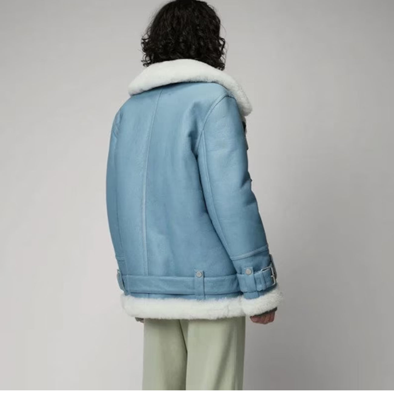 Women Light Blue B3 RAF Aviator Leather Jacket Leather Outlet