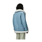 Women Light Blue Bomber Jacket RAF Aviator Stylish Leather Outlet