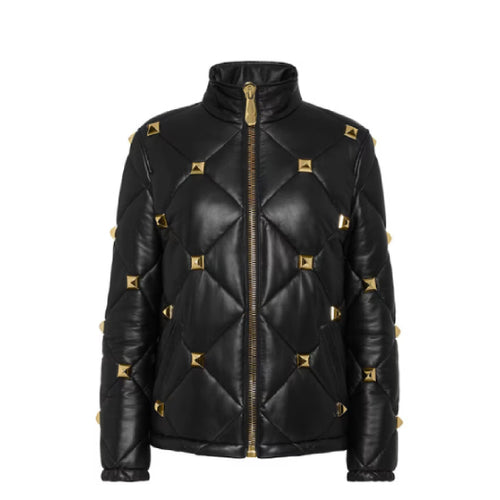 Women Luxury Black leather Bomber Jacket Leather Outlet