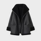 Damen B3 RAF Pilotenjacke aus schwarzem Shearling-Lammfell