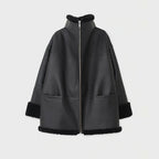 Damen B3 RAF Pilotenjacke aus schwarzem Shearling-Lammfell