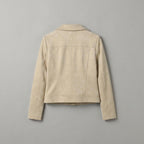 Women's Beige Suede Moto Jacket