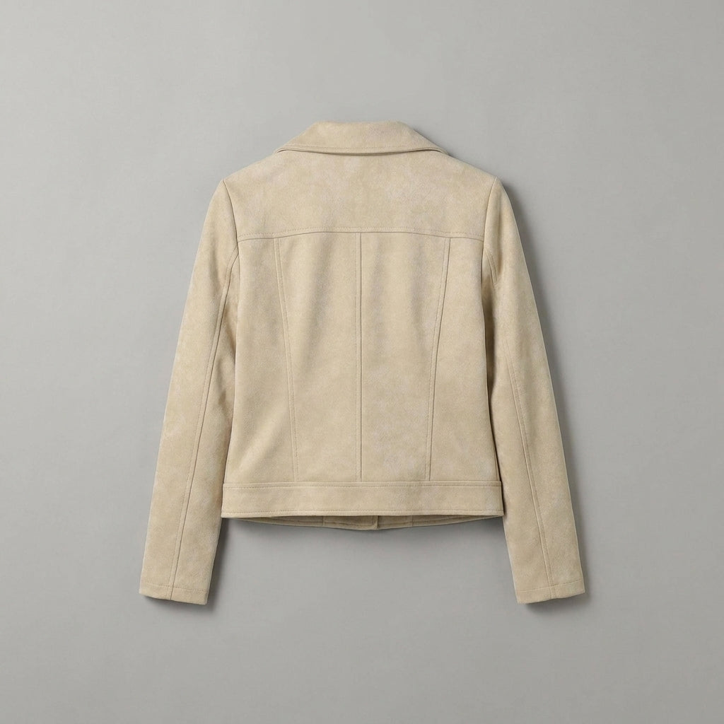 Women's Beige Suede Moto Jacket