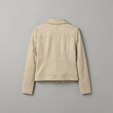 Load image into Gallery viewer, Women's Beige Suede Moto Jacket
