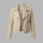 Women's Beige Suede Moto Jacket
