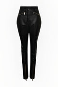 Women's Black Leather Biker Pants
