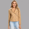 Women's Camel Suede Biker Jacket