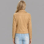 Women's Camel Suede Biker Jacket