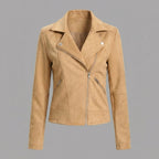 Women's Camel Suede Biker Jacket