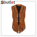 Damen Lederweste mit Fransen