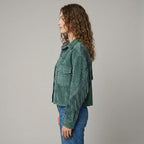 Women's Green Fringed Western Leather Jacket