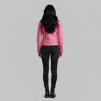 Women’s Pink Studded Leather Biker Jacket – Genuine Moto Jacket