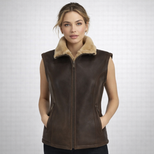 Load image into Gallery viewer, Women's Leather Shearling Vest
