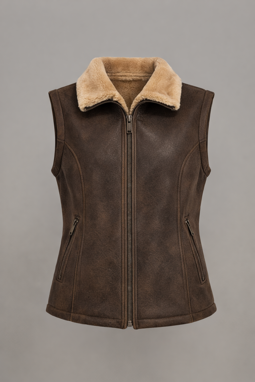 Women's Leather Shearling Vest