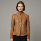 Women's Suede & Leather Single-Breasted Jacket