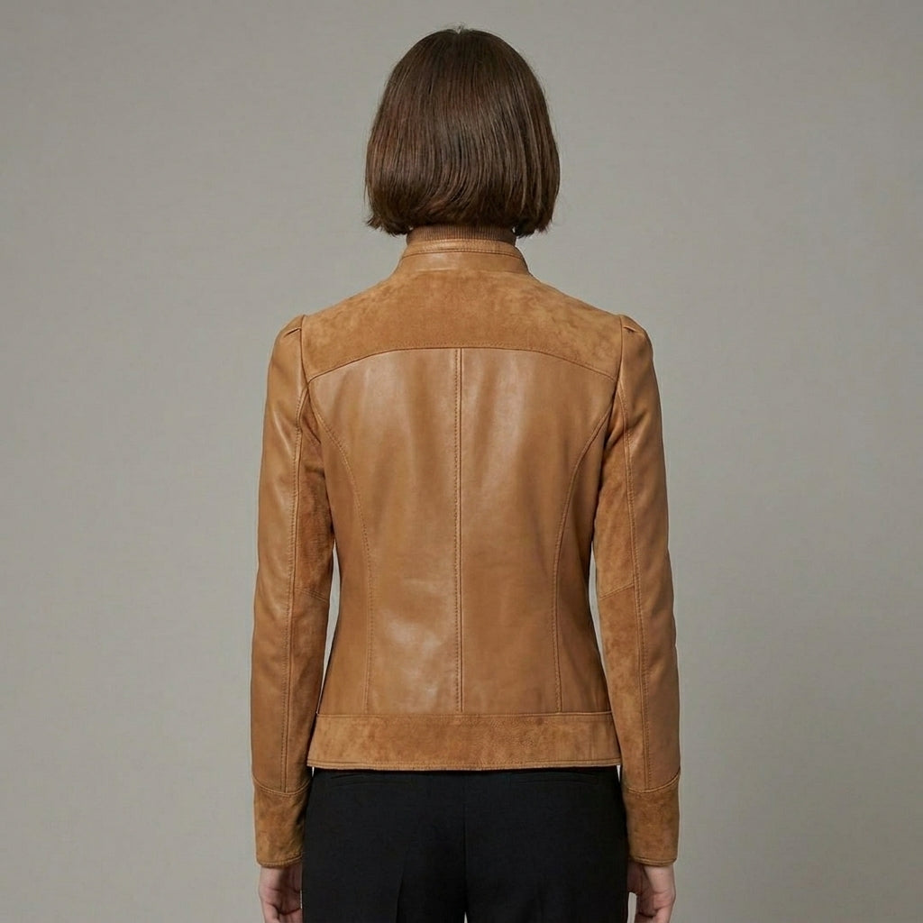 Women's Suede & Leather Single-Breasted Jacket