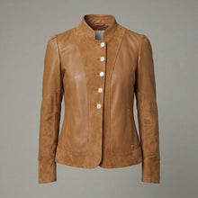 Load image into Gallery viewer, Women's Suede &amp; Leather Single-Breasted Jacket
