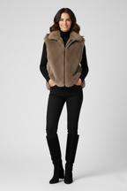 Women's Beige Shearling Fur Vest
