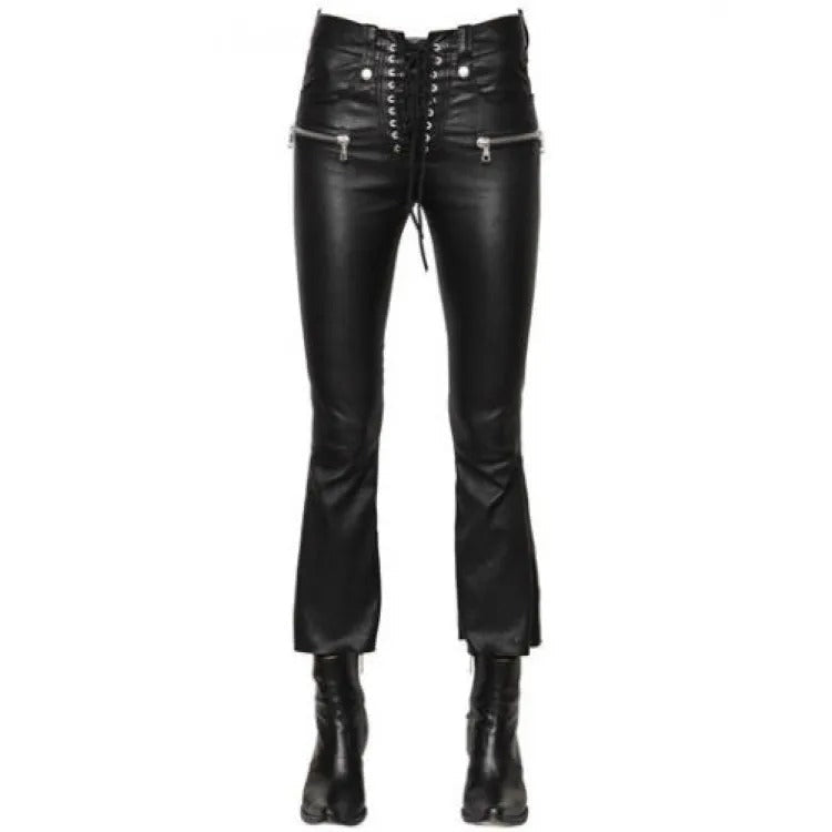 Damenjeans aus weichem schwarzem Leder