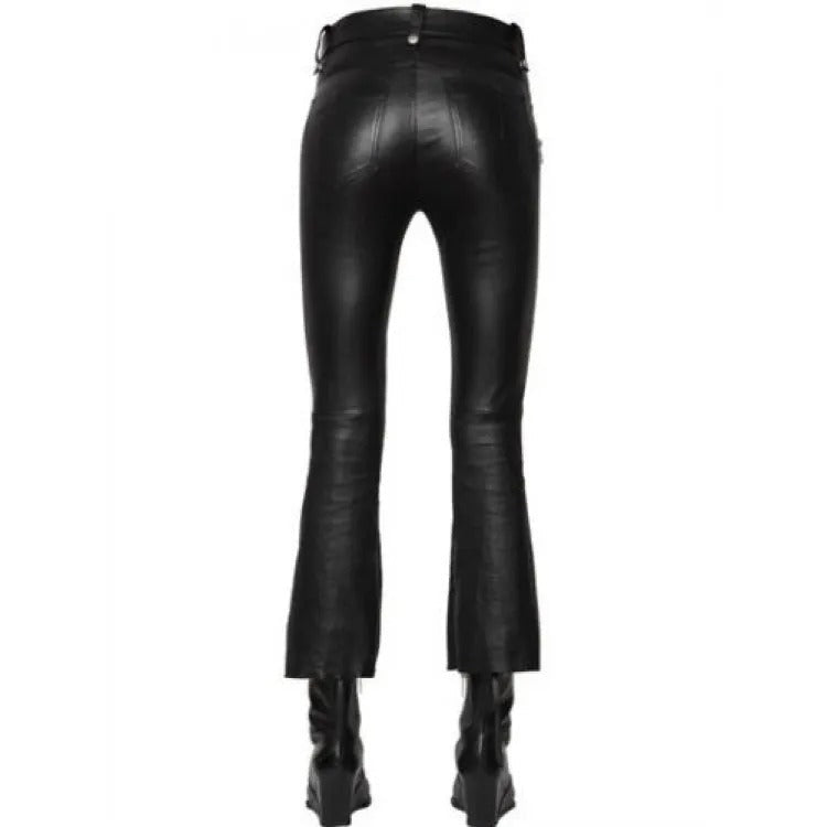 Damenjeans aus weichem schwarzem Leder