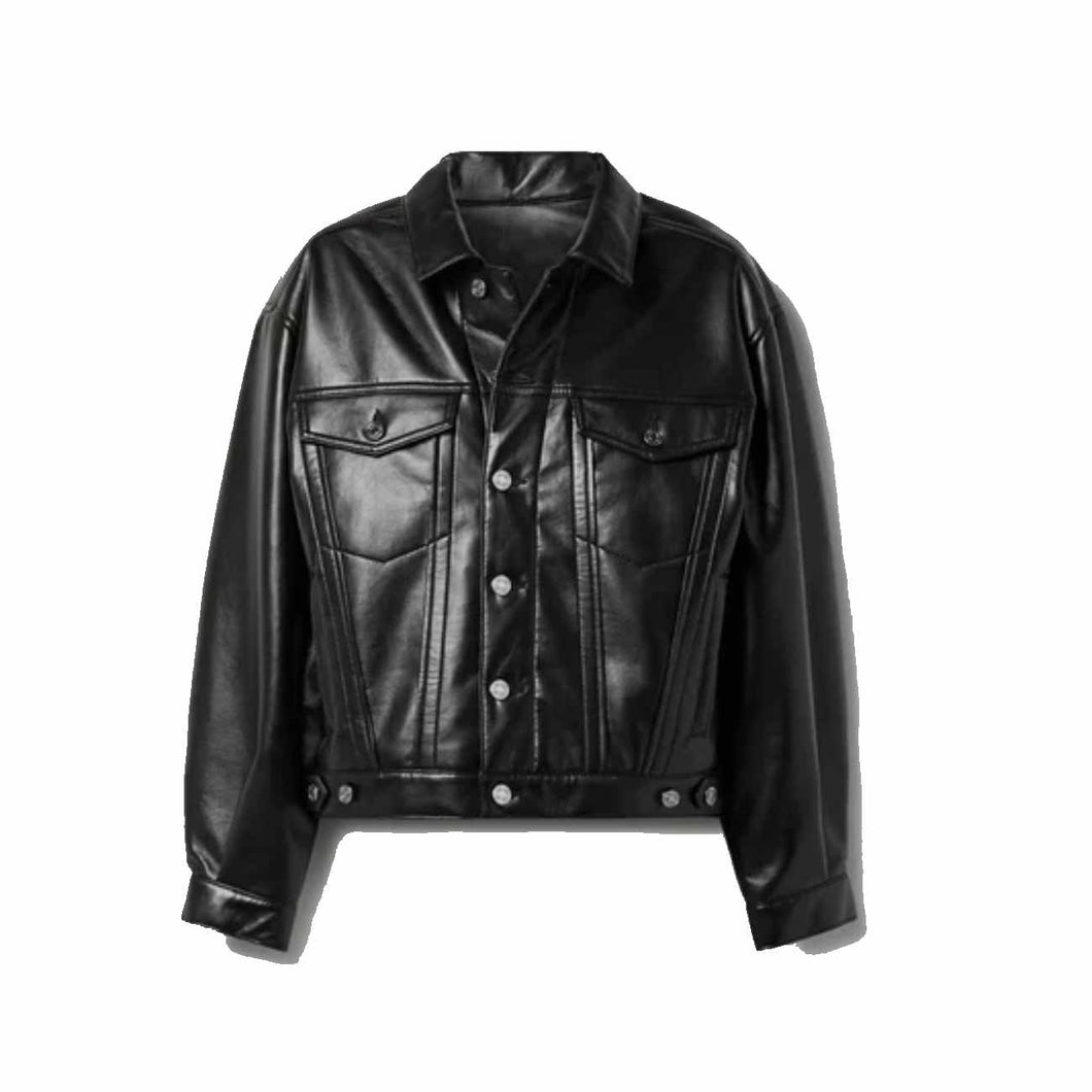 Womens Black Leather Shirt