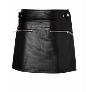 Womens Black Leather Skirt Lambskin Leather Outlet