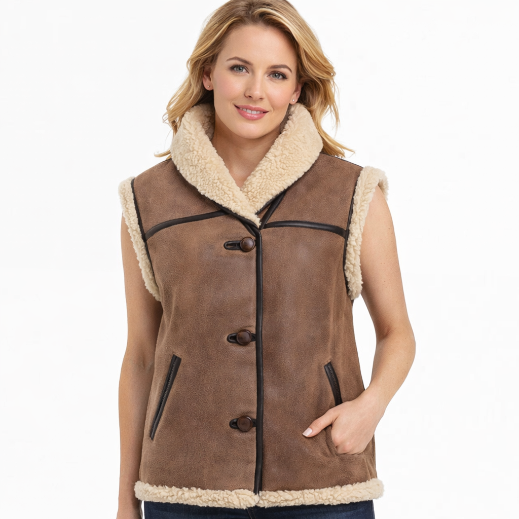 Women's Brown Aviator Shearling Jacket