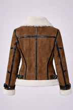 Women's Brown Shearling Bomber Jacket