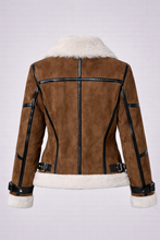 Load image into Gallery viewer, Women's Brown Shearling Bomber Jacket

