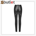 Damen Gothic Leggings Schwarze Lederhose