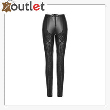 Load image into Gallery viewer, Womens Gothic Leggings Black Leather Pants
